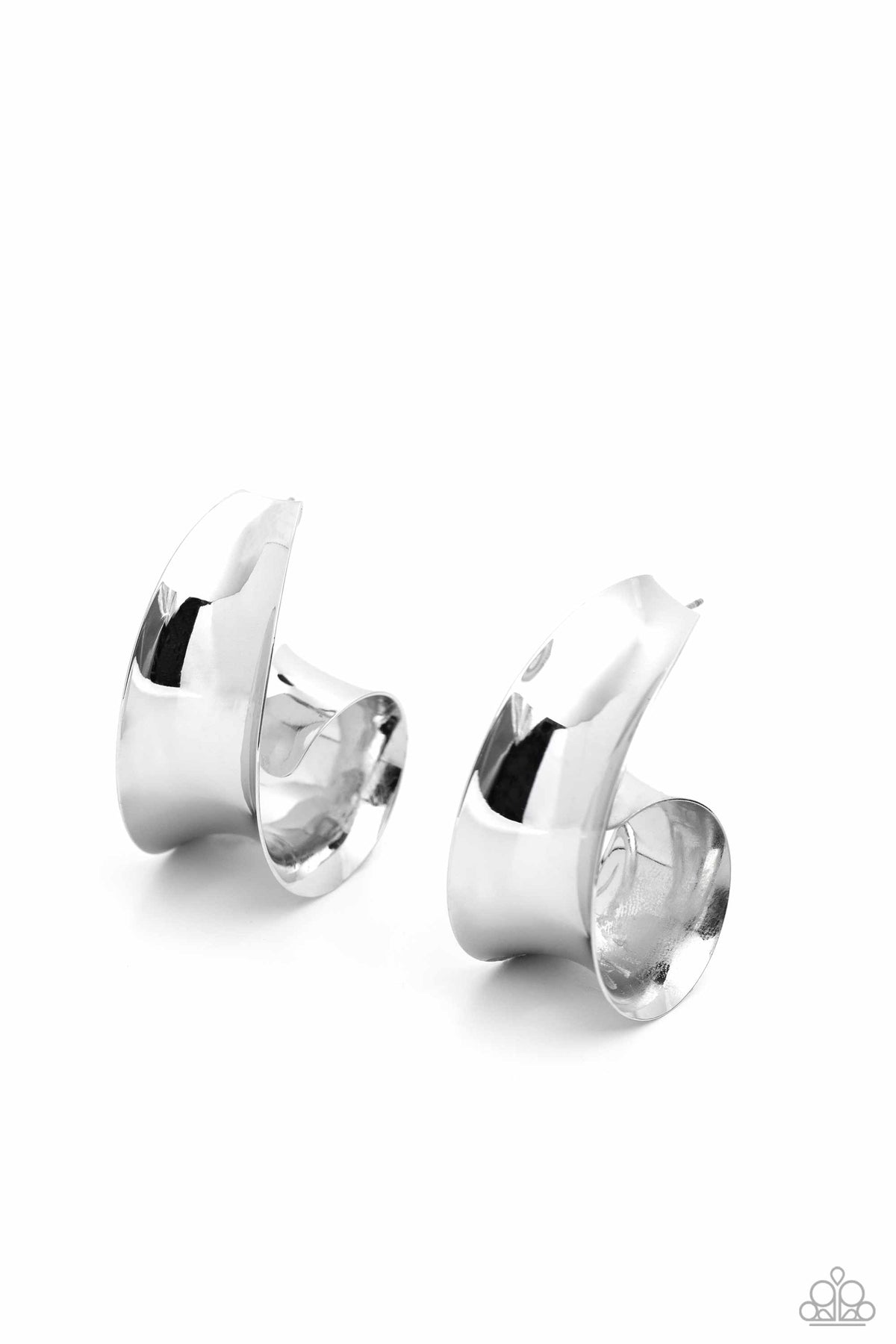 Curly Cadence Silver Earrings - Paparazzi Accessories- lightbox - CarasShop.com - Paparazzi Jewelry by Cara Jewels