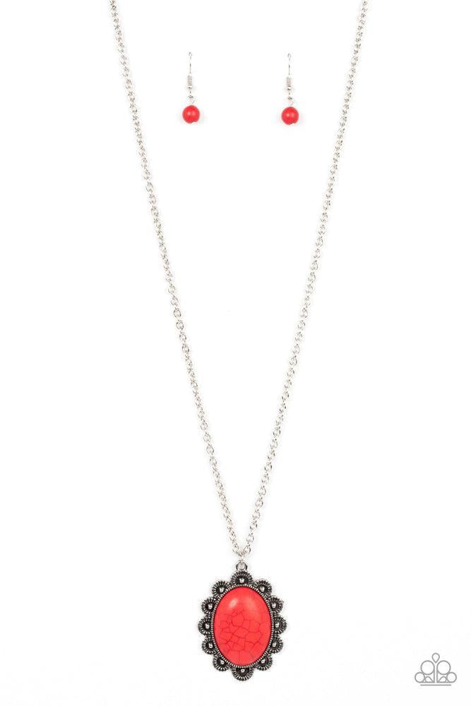 Daisy Dotted Deserts Red Necklace - Paparazzi Accessories- lightbox - CarasShop.com - Paparazzi Jewelry by Cara Jewels