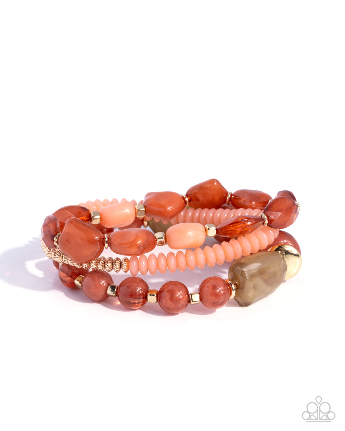Dancing Detour Orange Bracelet - Paparazzi Accessories- lightbox - CarasShop.com - Paparazzi Jewelry by Cara Jewels