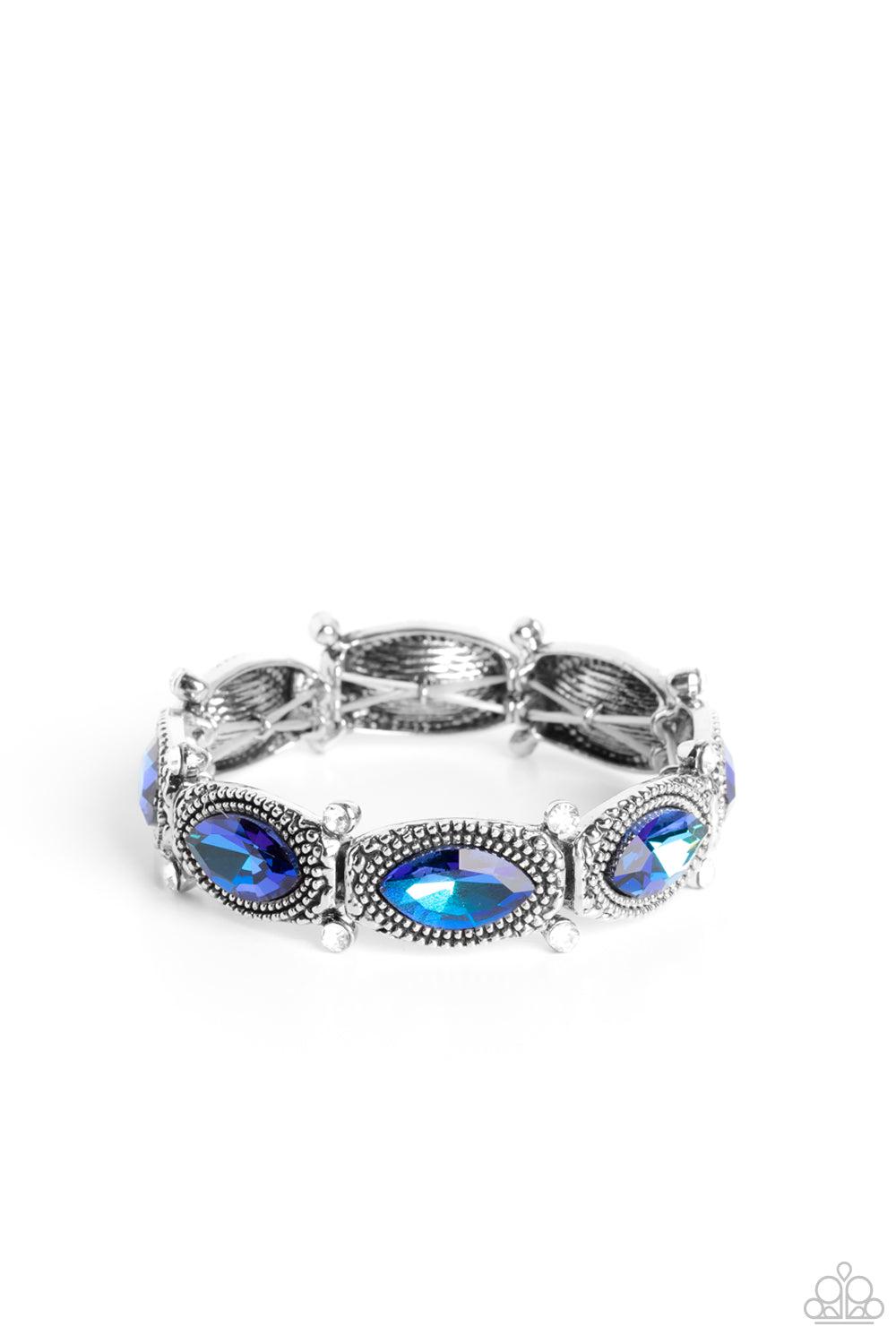Dancing Diva Blue Rhinestone Bracelet - Paparazzi Accessories- lightbox - CarasShop.com - Paparazzi Jewelry by Cara Jewels