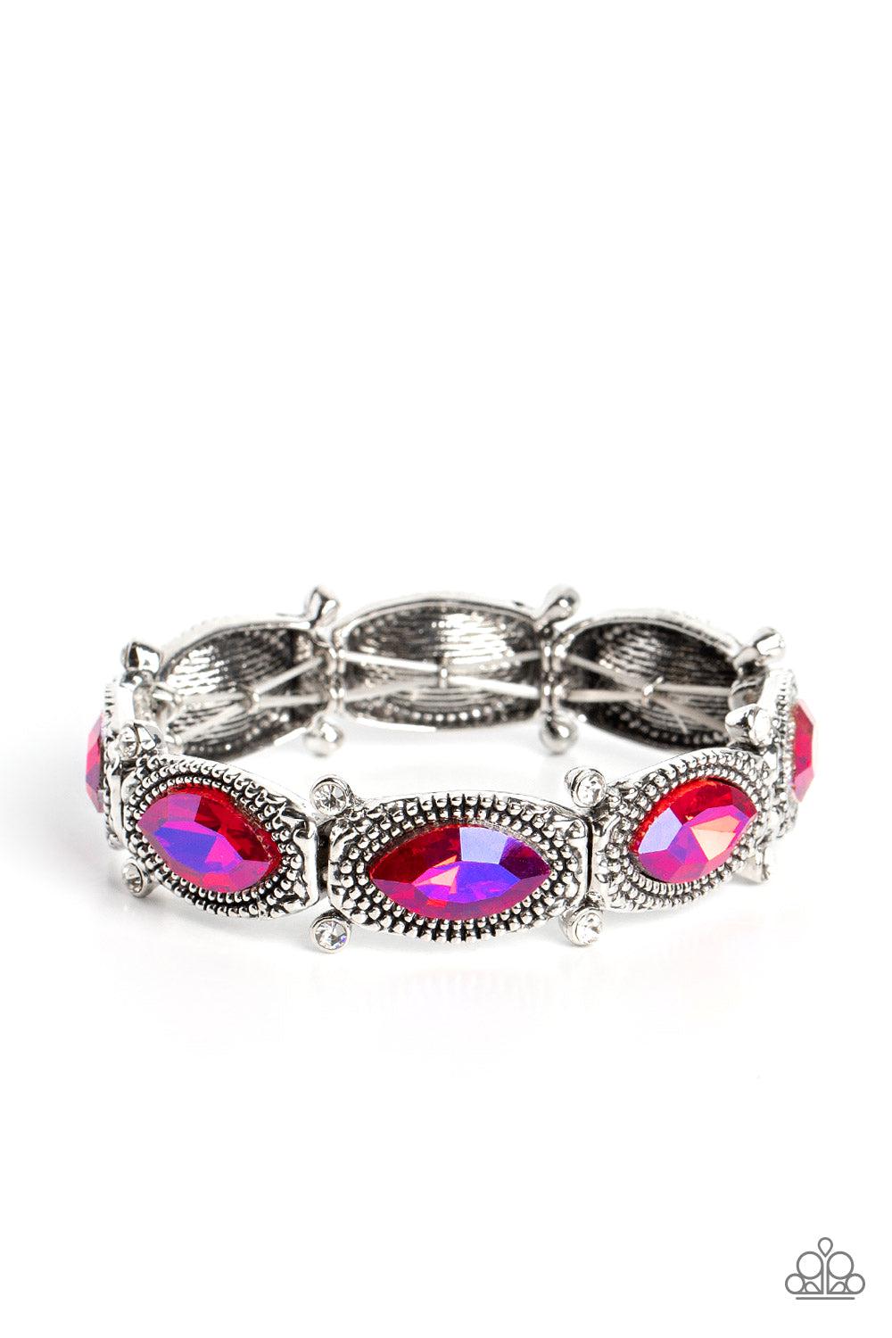 Dancing Diva Pink Rhinestone Bracelet - Paparazzi Accessories- lightbox - CarasShop.com - Paparazzi Jewelry by Cara Jewels