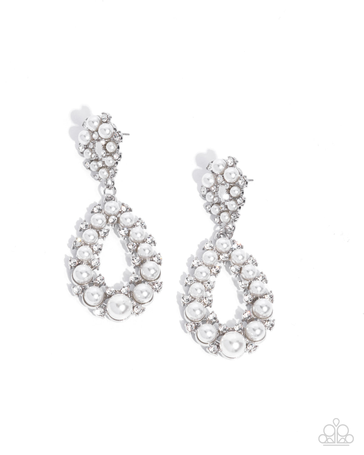 Dapper Debut White Pearl Earrings - Paparazzi Accessories- lightbox - CarasShop.com - Paparazzi Jewelry by Cara Jewels