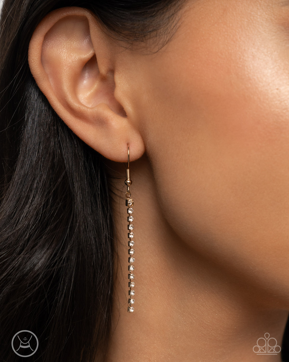 Dapper Delicacy Gold & White Rhinestone Necklace - Paparazzi Accessories- free earrings - CarasShop.com - Paparazzi Jewelry by Cara Jewels