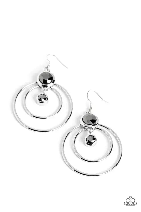 Dapperly Deluxe Silver Earrings - Paparazzi Accessories- lightbox - CarasShop.com - Paparazzi Jewelry by Cara Jewels