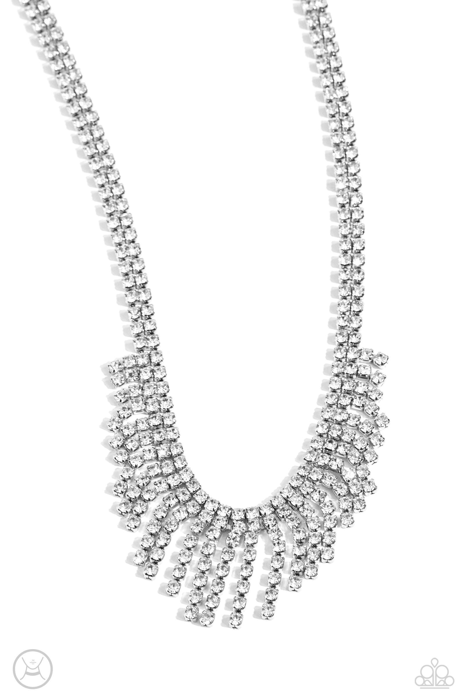 Daring Decadence White Rhinestone Necklace - Paparazzi Accessories- lightbox - CarasShop.com - Paparazzi Jewelry by Cara Jewels