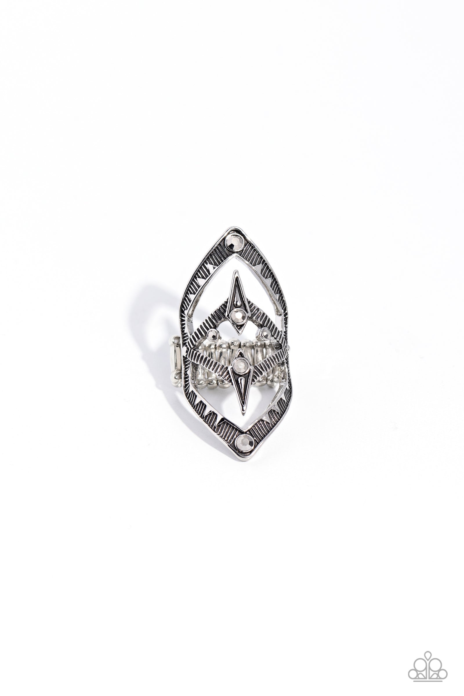 Daring Diamonds Silver Ring - Paparazzi Accessories- lightbox - CarasShop.com - Paparazzi Jewelry by Cara Jewels