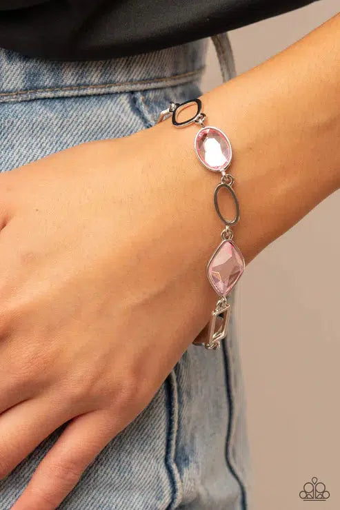 Dazzle For Days Pink Bracelet - Paparazzi Accessories- on model - CarasShop.com - Paparazzi Jewelry by Cara Jewels