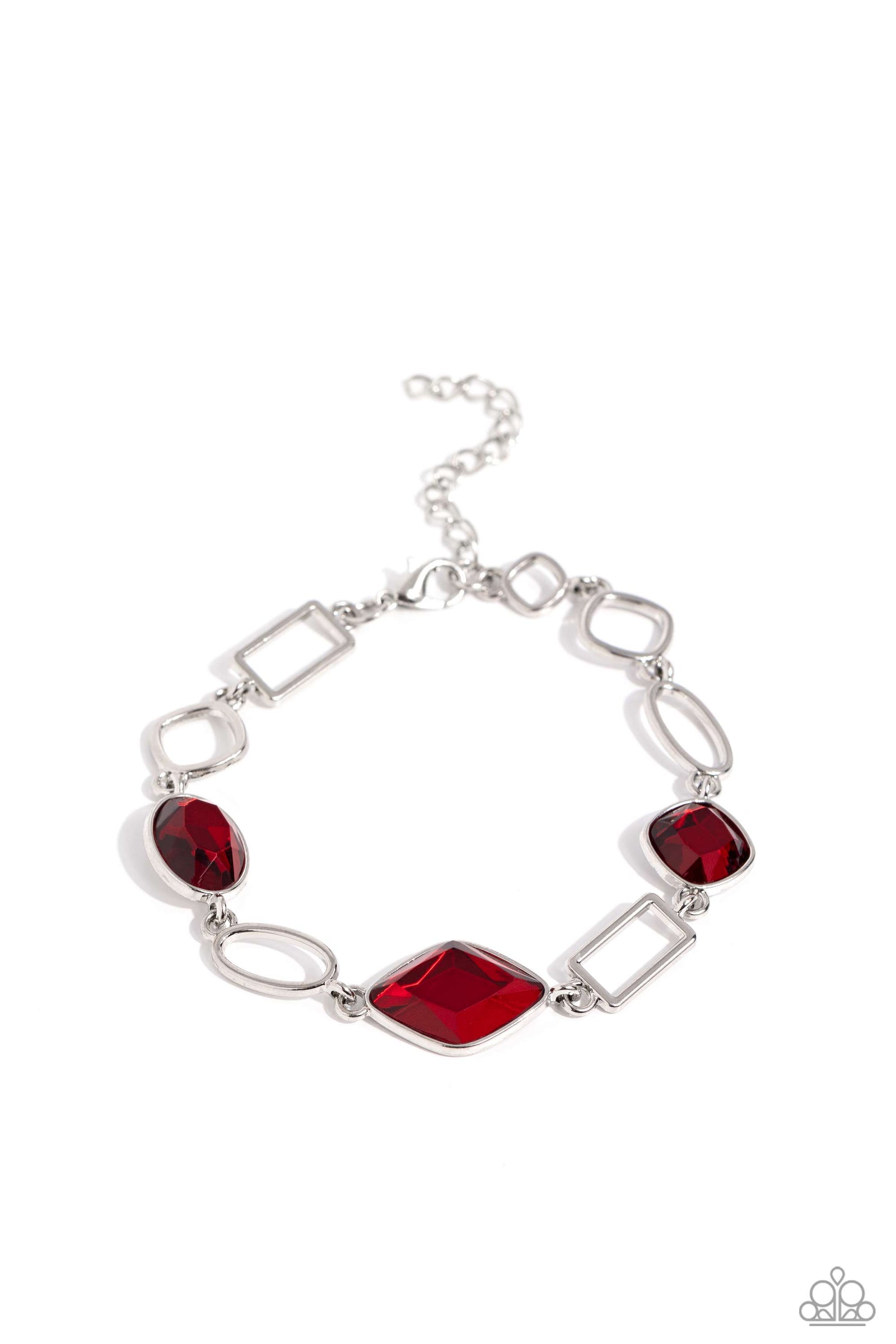 Dazzle for Days Red Rhinestone Bracelet - Paparazzi Accessories- lightbox - CarasShop.com - Paparazzi Jewelry by Cara Jewels