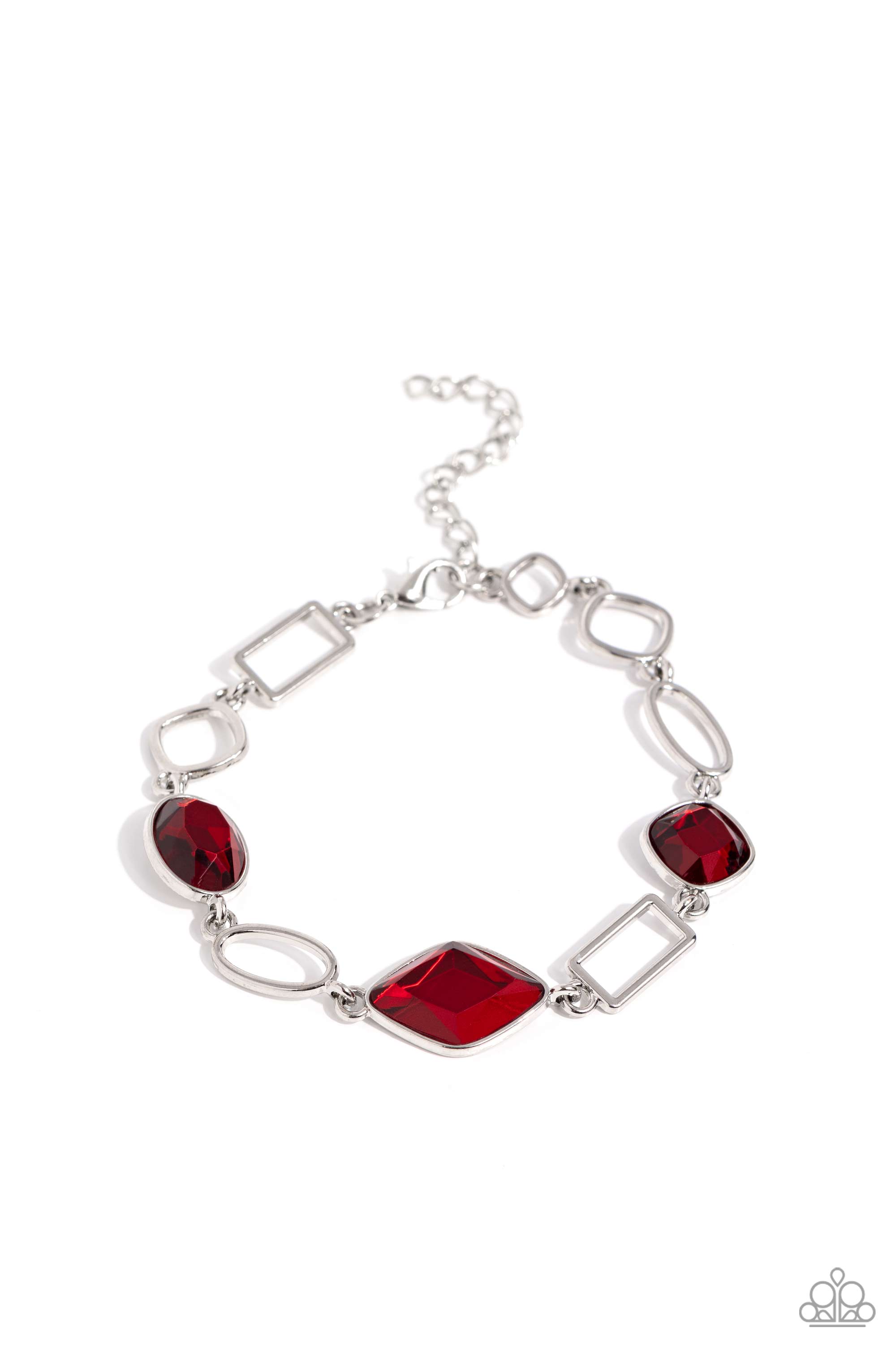 Dazzle for Days Red Rhinestone Bracelet - Paparazzi Accessories- lightbox - CarasShop.com - Paparazzi Jewelry by Cara Jewels