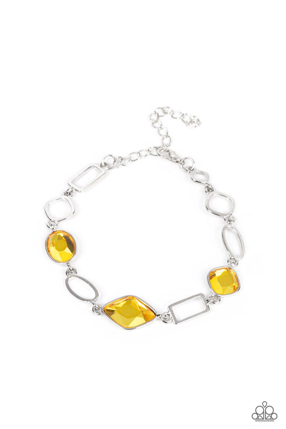 Dazzle for Days Yellow Rhinestone Bracelet - Paparazzi Accessories- lightbox - CarasShop.com - Paparazzi Jewelry by Cara Jewels