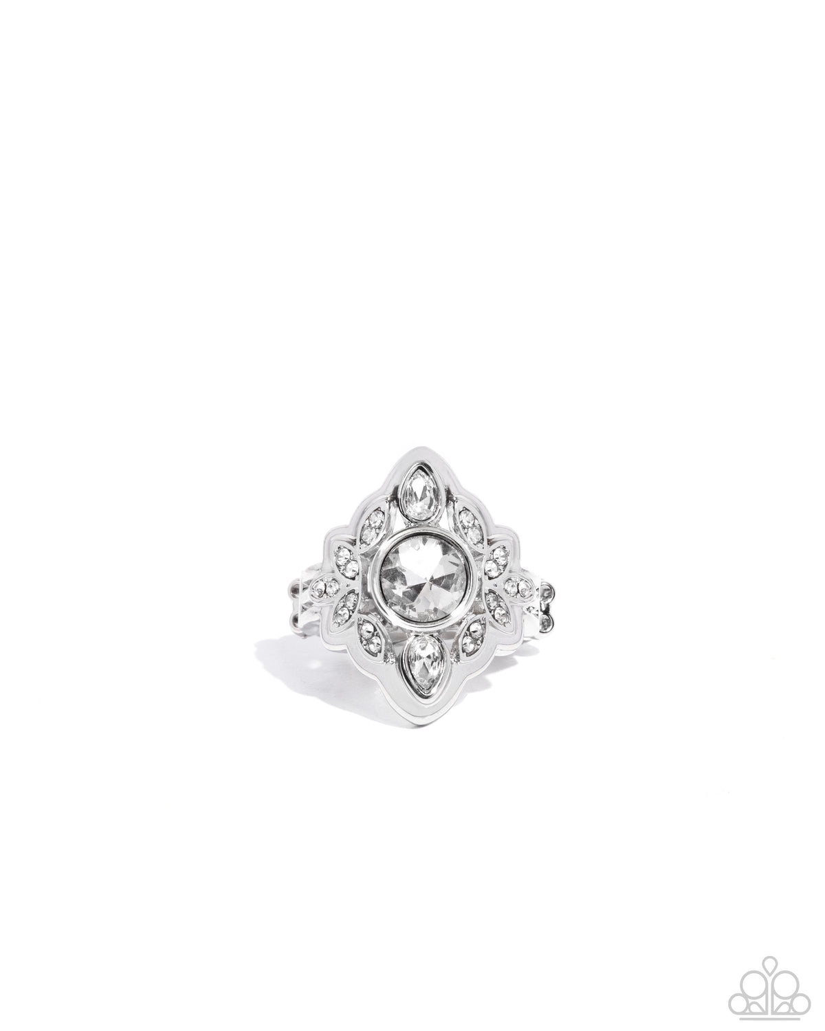 Dazzling Dignity White Gem Ring - Paparazzi Accessories- lightbox - CarasShop.com - Paparazzi Jewelry by Cara Jewels