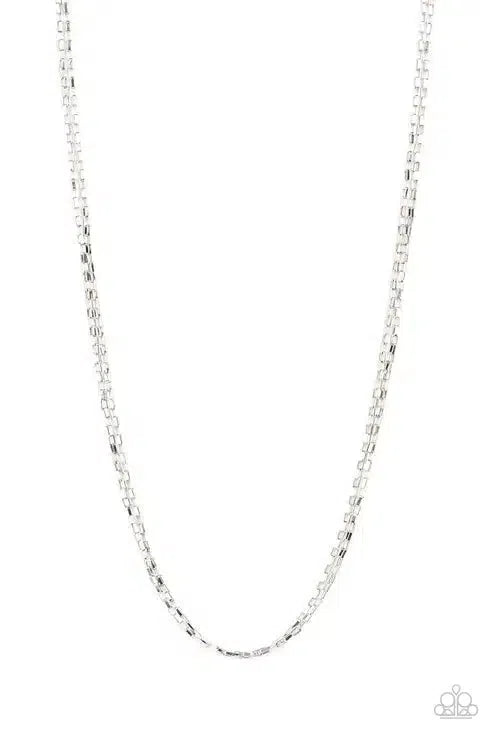Dead Heat Men's Silver Necklace - Paparazzi Accessories- lightbox - CarasShop.com - Paparazzi Jewelry by Cara Jewels