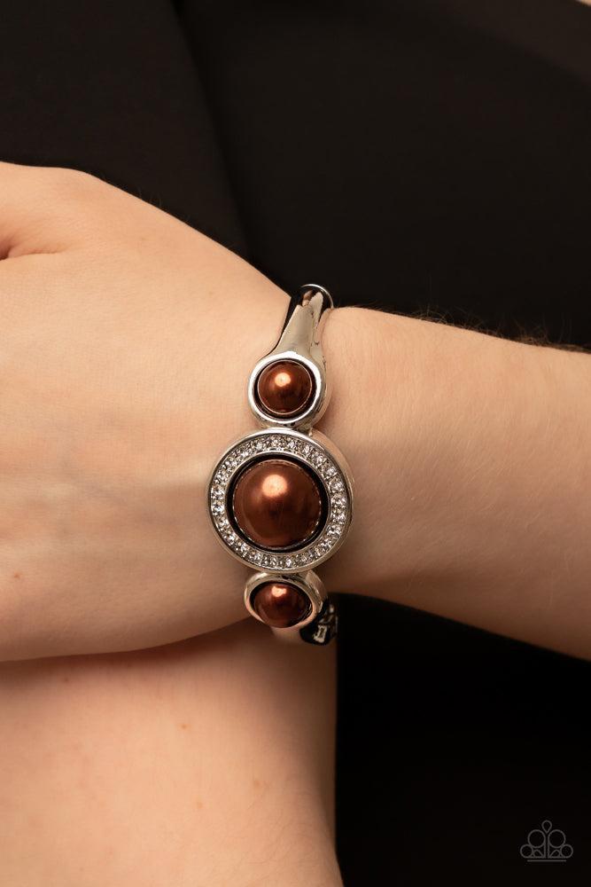 Debutante Daydream Brown Bracelet - Paparazzi Accessories- on model - CarasShop.com - Paparazzi Jewelry by Cara Jewels