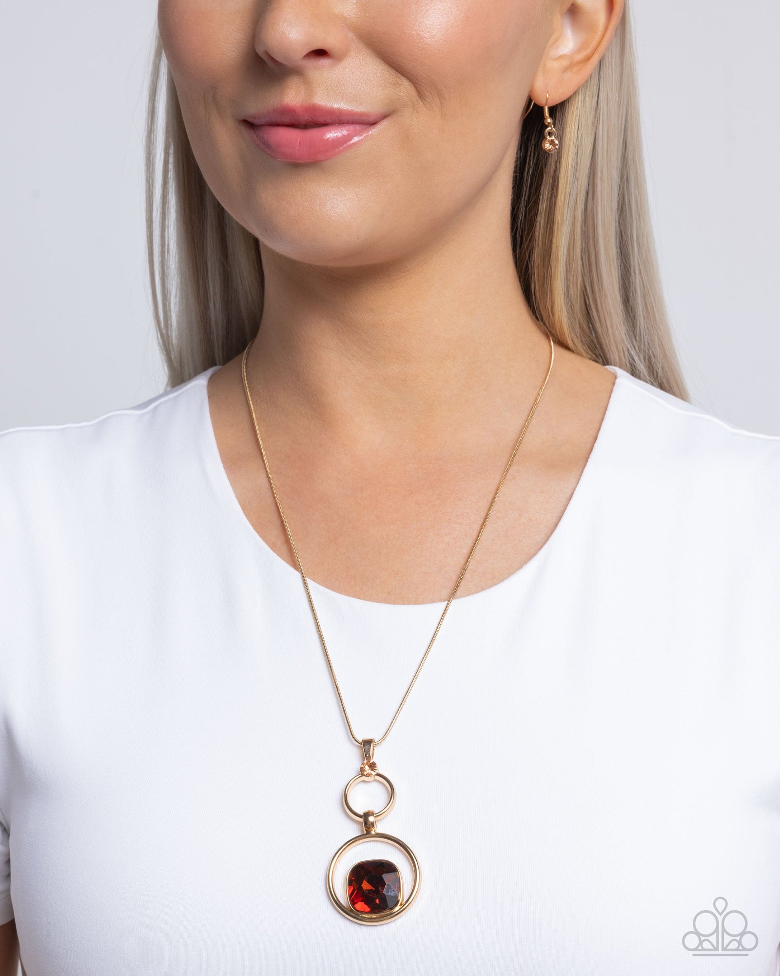 Debutante Delight Brown Gem & Gold Necklace - Paparazzi Accessories- lightbox - CarasShop.com - Paparazzi Jewelry by Cara Jewels