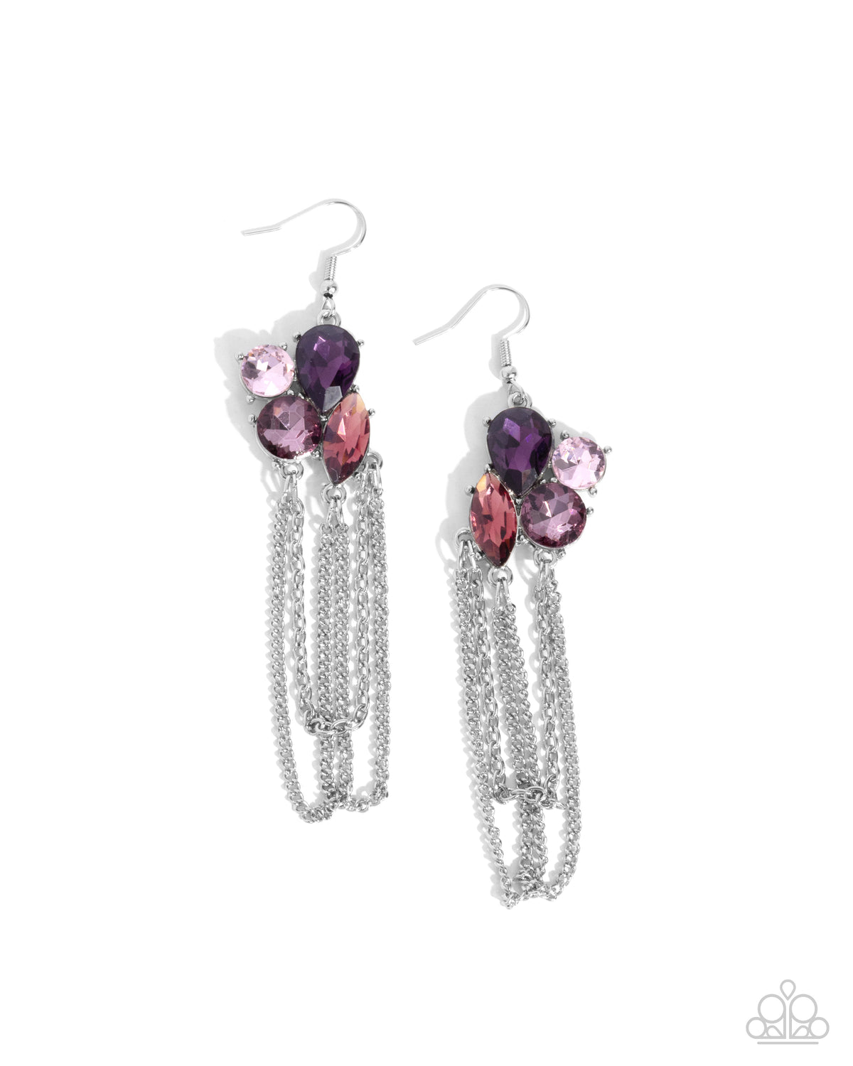 Decadent Distance Purple Rhinestone Earrings - Paparazzi Accessories- lightbox - CarasShop.com - Paparazzi Jewelry by Cara Jewels