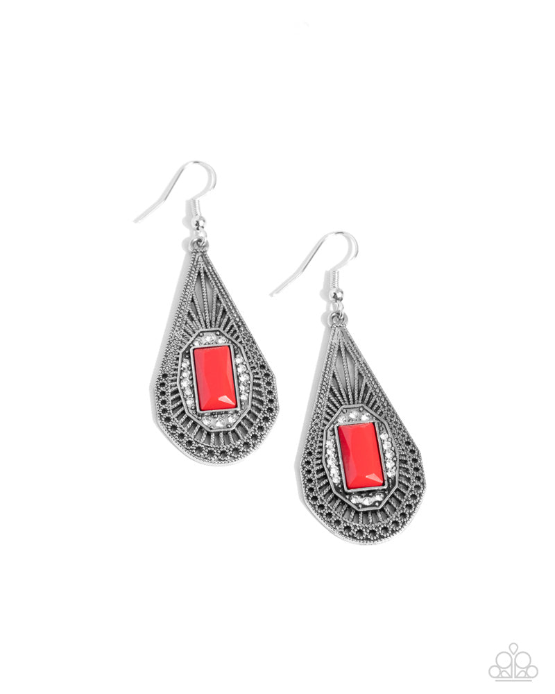 Deco Dreaming Red Earrings - Paparazzi Accessories- lightbox - CarasShop.com - Paparazzi Jewelry by Cara Jewels