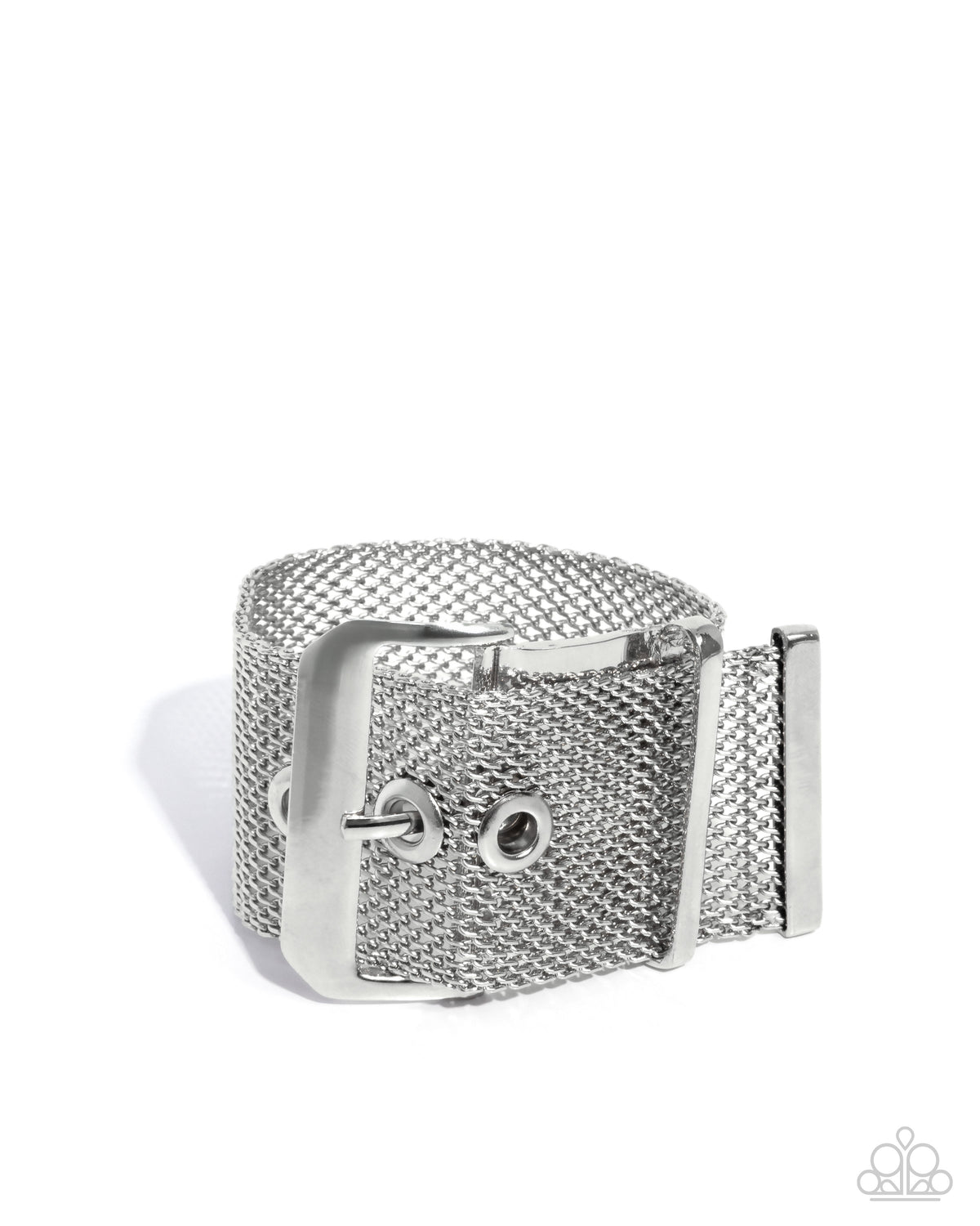 Defiant Display Silver Buckle Bracelet - Paparazzi Accessories- lightbox - CarasShop.com - Paparazzi Jewelry by Cara Jewels