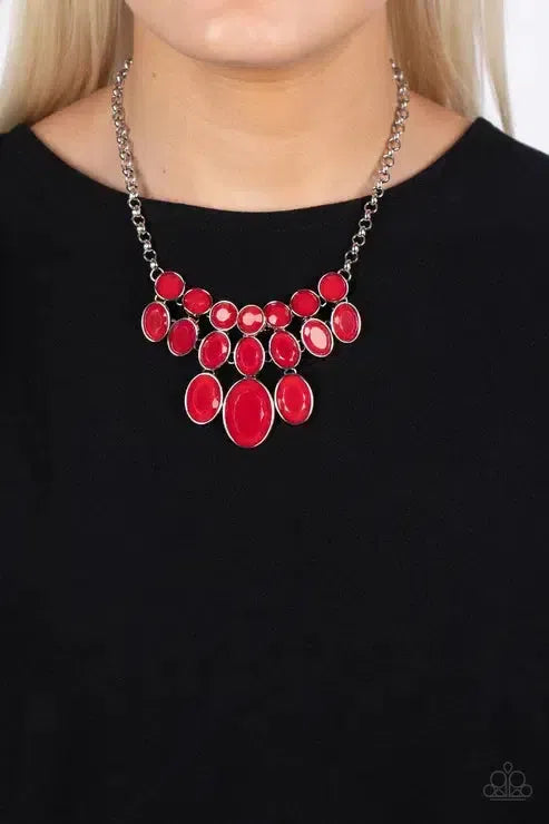 Delectable Daydream Red Necklace - Paparazzi Accessories-on model - CarasShop.com - Paparazzi Jewelry by Cara Jewels