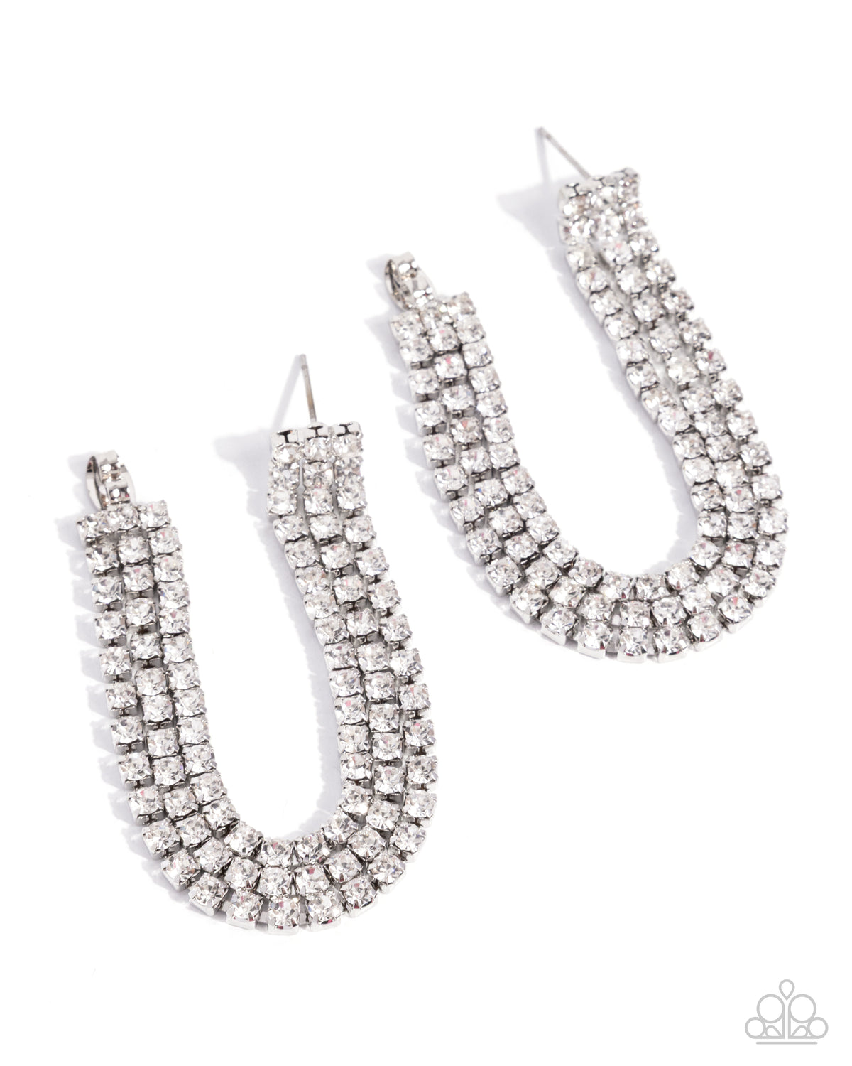 Delicate Daydream White Rhinestone Earrings - Paparazzi Accessories- lightbox - CarasShop.com - Paparazzi Jewelry by Cara Jewels