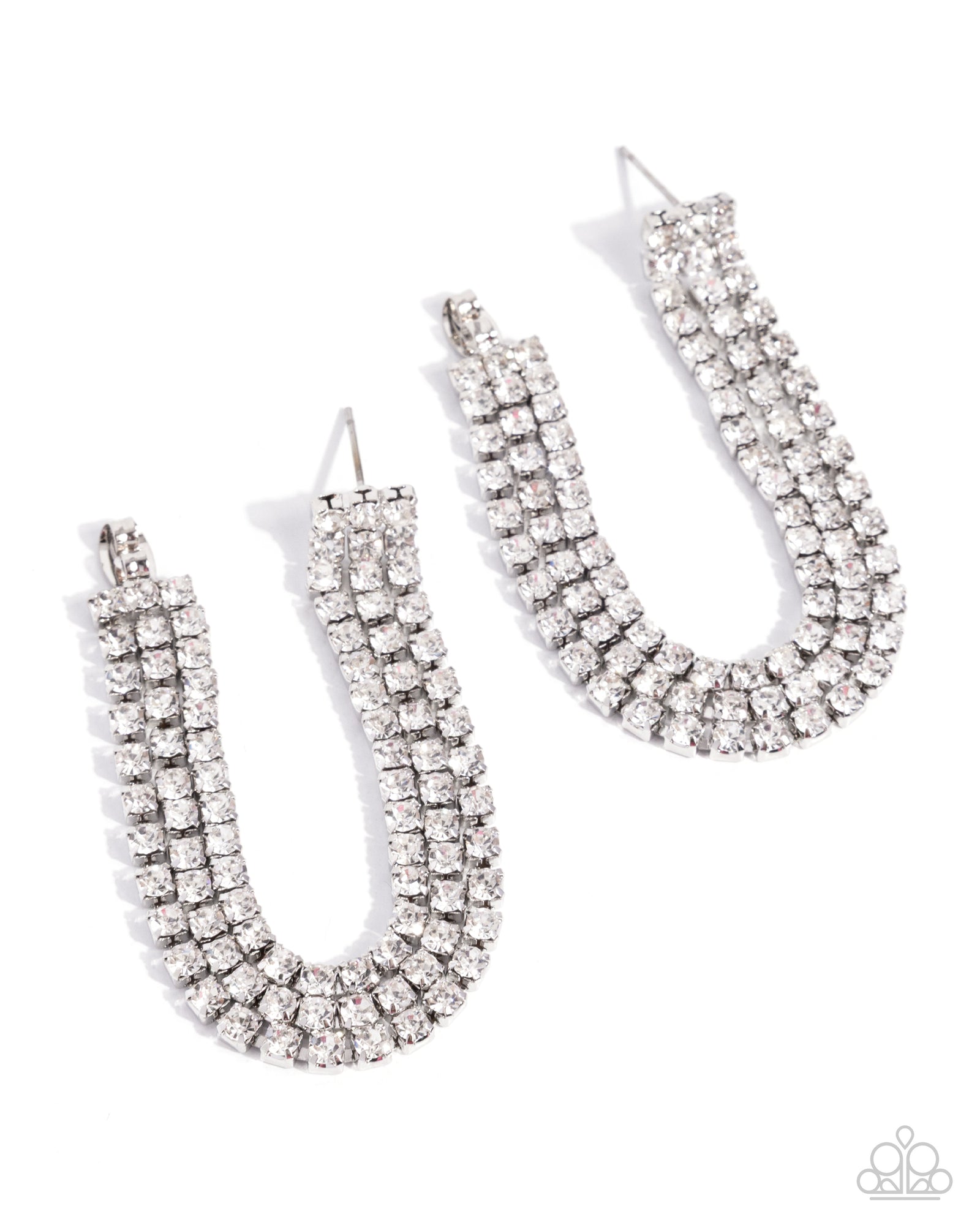 Delicate Daydream White Rhinestone Earrings - Paparazzi Accessories- lightbox - CarasShop.com - Paparazzi Jewelry by Cara Jewels