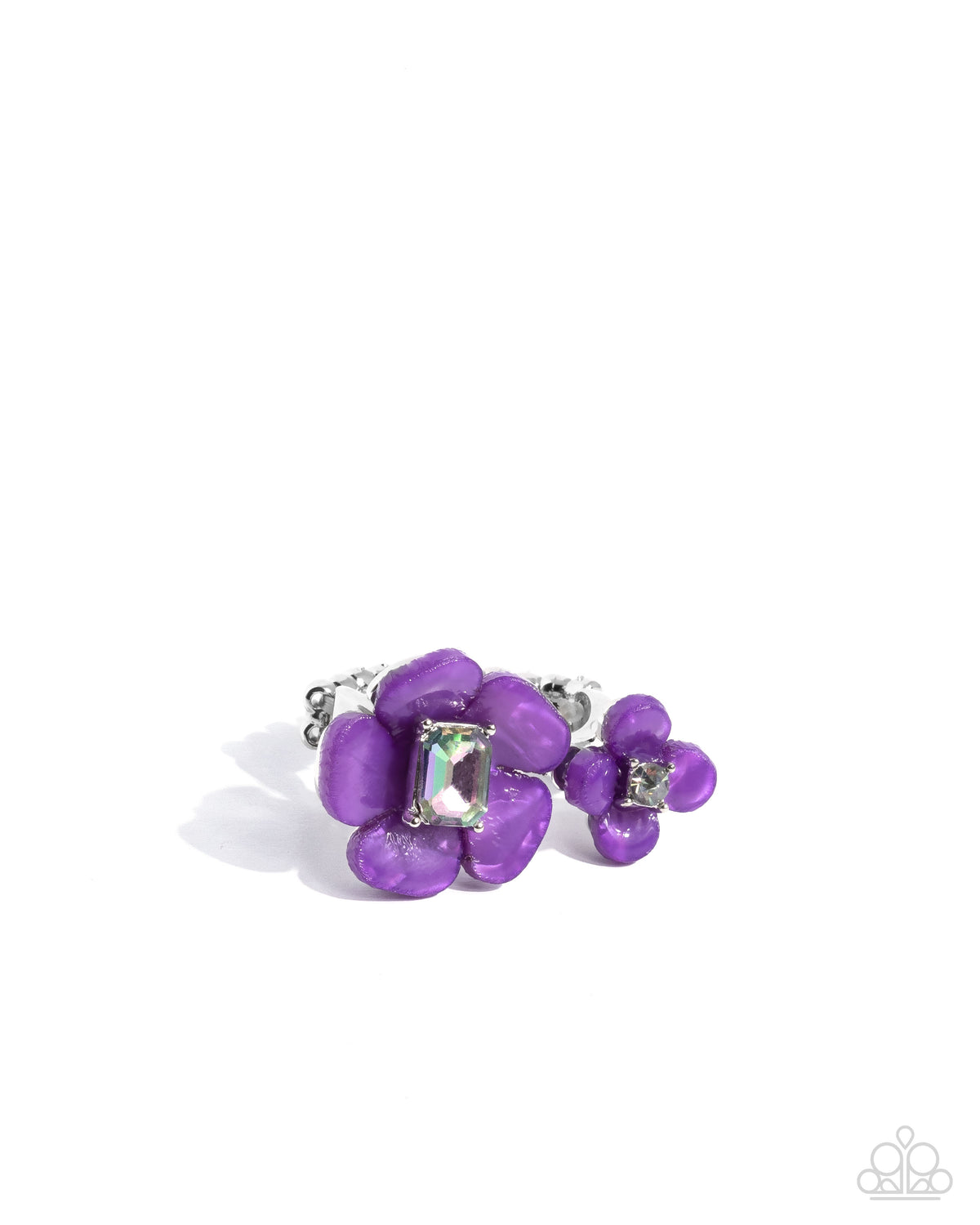 Delicate Duo Purple Flower Ring - Paparazzi Accessories- lightbox - CarasShop.com - Paparazzi Jewelry by Cara Jewels