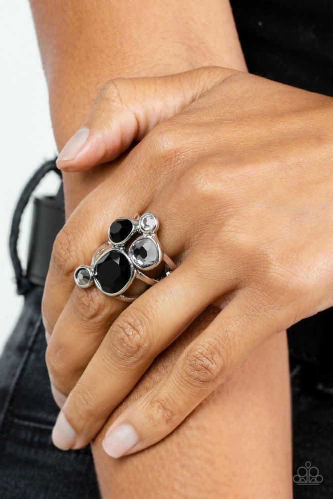 Demandingly Duchess Black Ring - Paparazzi Accessories- on model - CarasShop.com - Paparazzi Jewelry by Cara Jewels