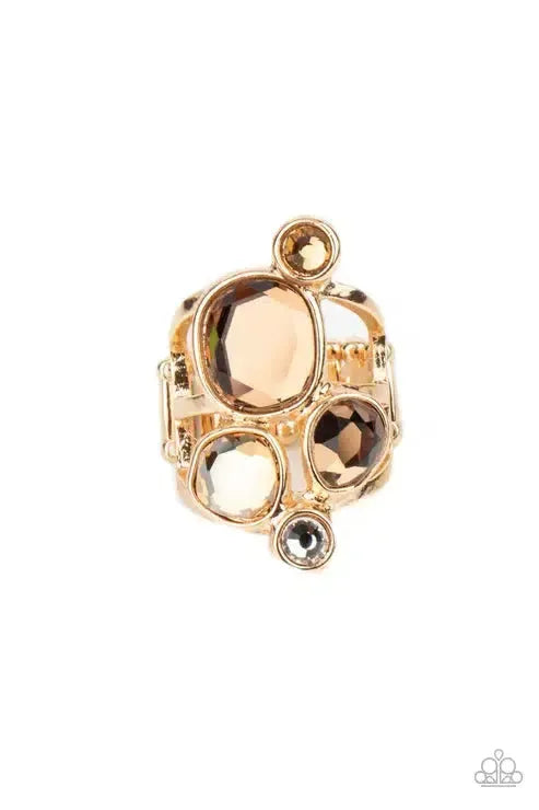 Demandingly Duchess Brown Ring - Paparazzi Accessories- lightbox - CarasShop.com - Paparazzi Jewelry by Cara Jewels