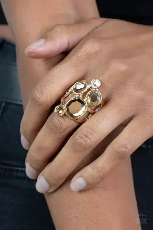 Demandingly Duchess Brown Ring - Paparazzi Accessories- on model - CarasShop.com - Paparazzi Jewelry by Cara Jewels