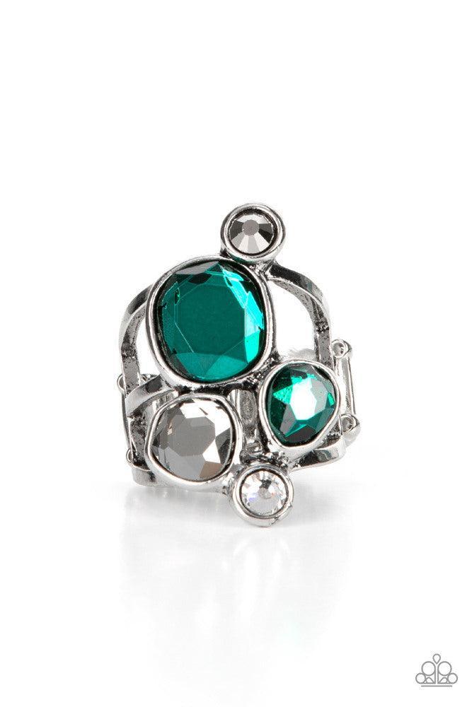 Demandingly Duchess Green Ring - Paparazzi Accessories- lightbox - CarasShop.com - Paparazzi Jewelry by Cara Jewels