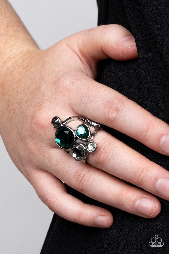 Demandingly Duchess Green Ring - Paparazzi Accessories- on model - CarasShop.com - Paparazzi Jewelry by Cara Jewels