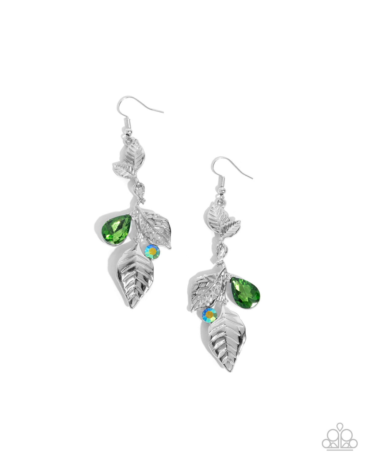 Descending Dazzle Green Earrings - Paparazzi Accessories- lightbox - CarasShop.com - Paparazzi Jewelry by Cara Jewels