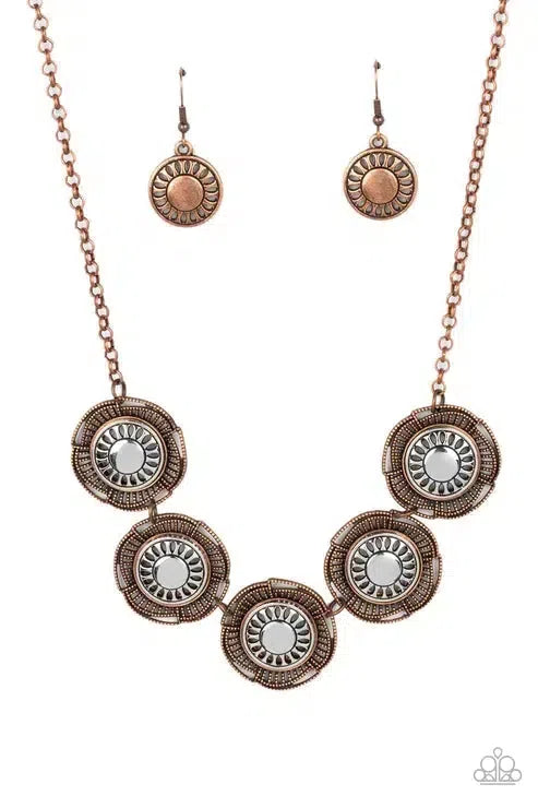 Desert Décor Copper Necklace - Paparazzi Accessories- lightbox - CarasShop.com - Paparazzi Jewelry by Cara Jewels