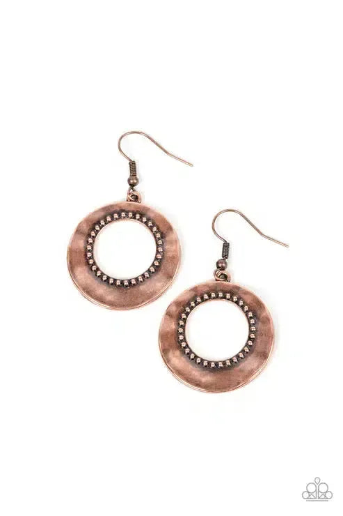 Desert Diversity Copper Earrings - Paparazzi Accessories- lightbox - CarasShop.com - Paparazzi Jewelry by Cara Jewels