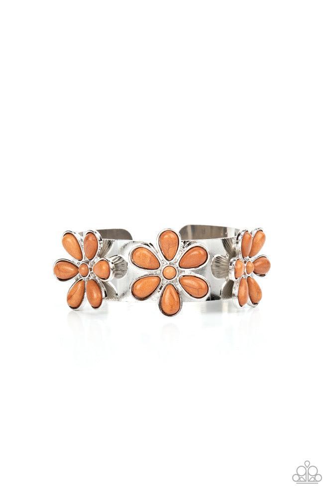 Desert Flower Patch Brown Bracelet - Paparazzi Accessories- lightbox - CarasShop.com - Paparazzi Jewelry by Cara Jewels