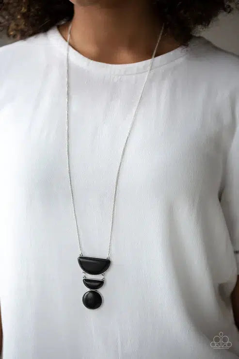 Desert Mason Black Stone Necklace - Paparazzi Accessories- on model - CarasShop.com - Paparazzi Jewelry by Cara Jewels