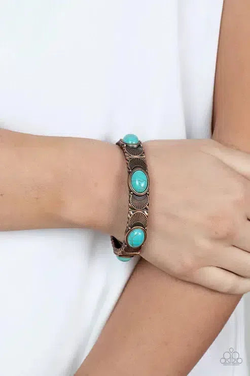 Desert Skyline Copper Bracelet - Paparazzi Accessories-on model - CarasShop.com - Paparazzi Jewelry by Cara Jewels