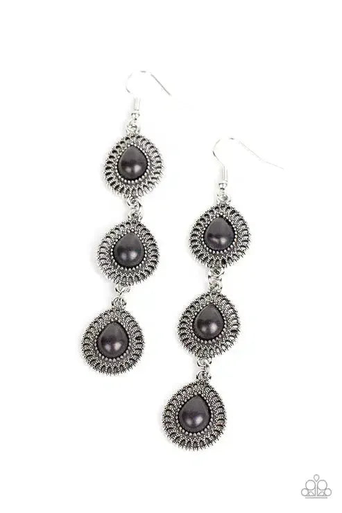 Desertscape Dweller Black Earrings - Paparazzi Accessories- lightbox - CarasShop.com - Paparazzi Jewelry by Cara Jewels