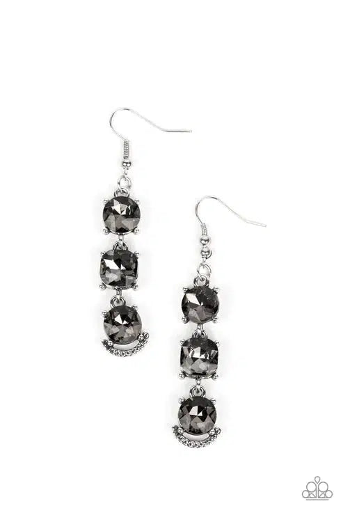 Determined To Dazzle Silver Earrings - Paparazzi Accessories- lightbox - CarasShop.com - Paparazzi Jewelry by Cara Jewels