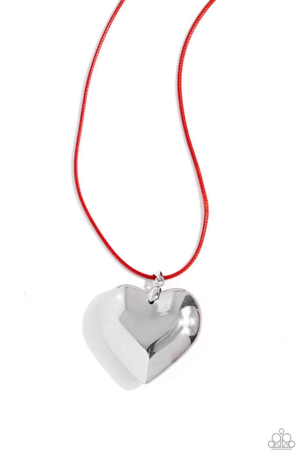 Devoted Daze Red & Silver Heart Necklace - Paparazzi Accessories- lightbox - CarasShop.com - Paparazzi Jewelry by Cara Jewels