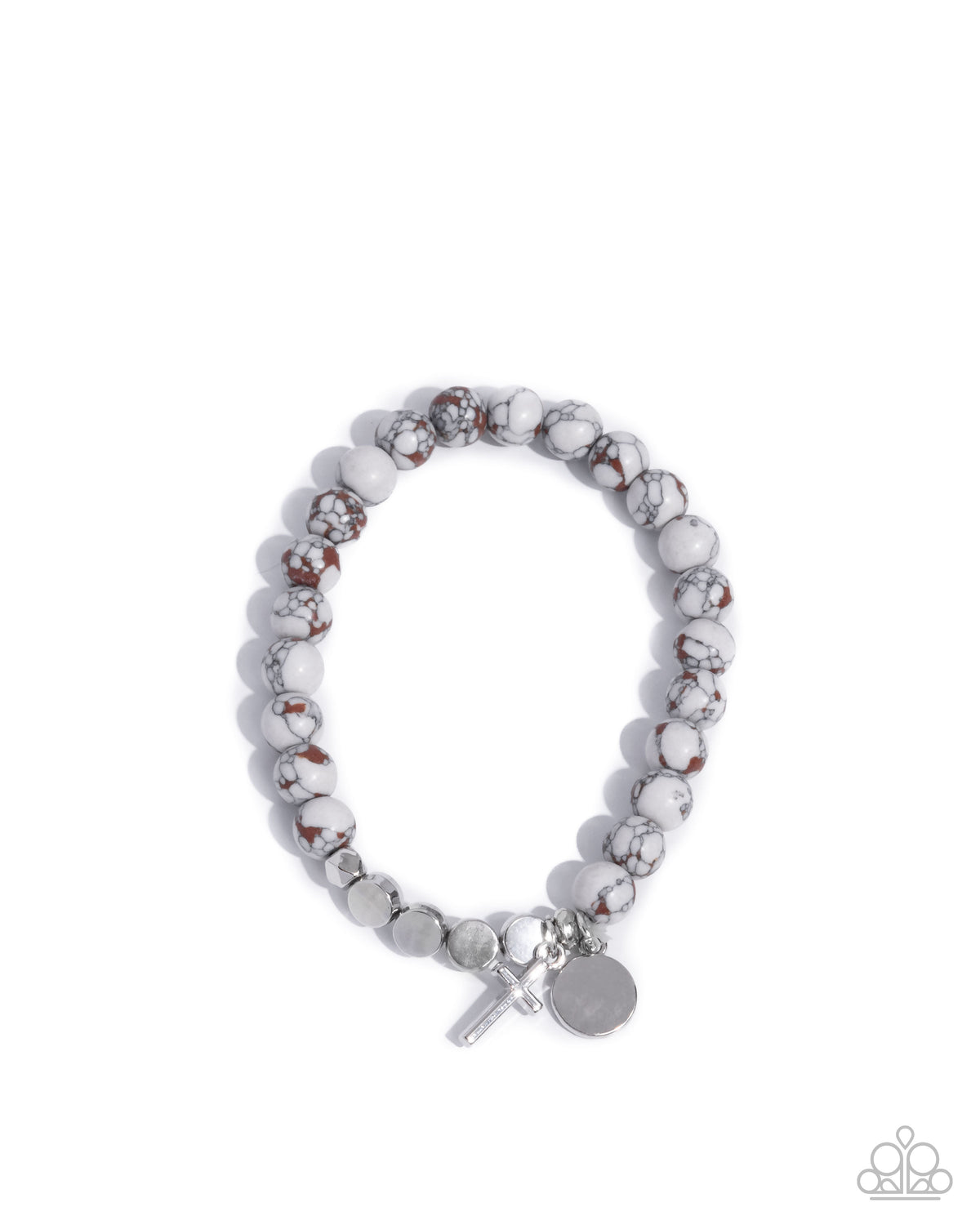 Devout Debut White Stone & Silver Bracelet - Paparazzi Accessories- lightbox - CarasShop.com - Paparazzi Jewelry by Cara Jewels
