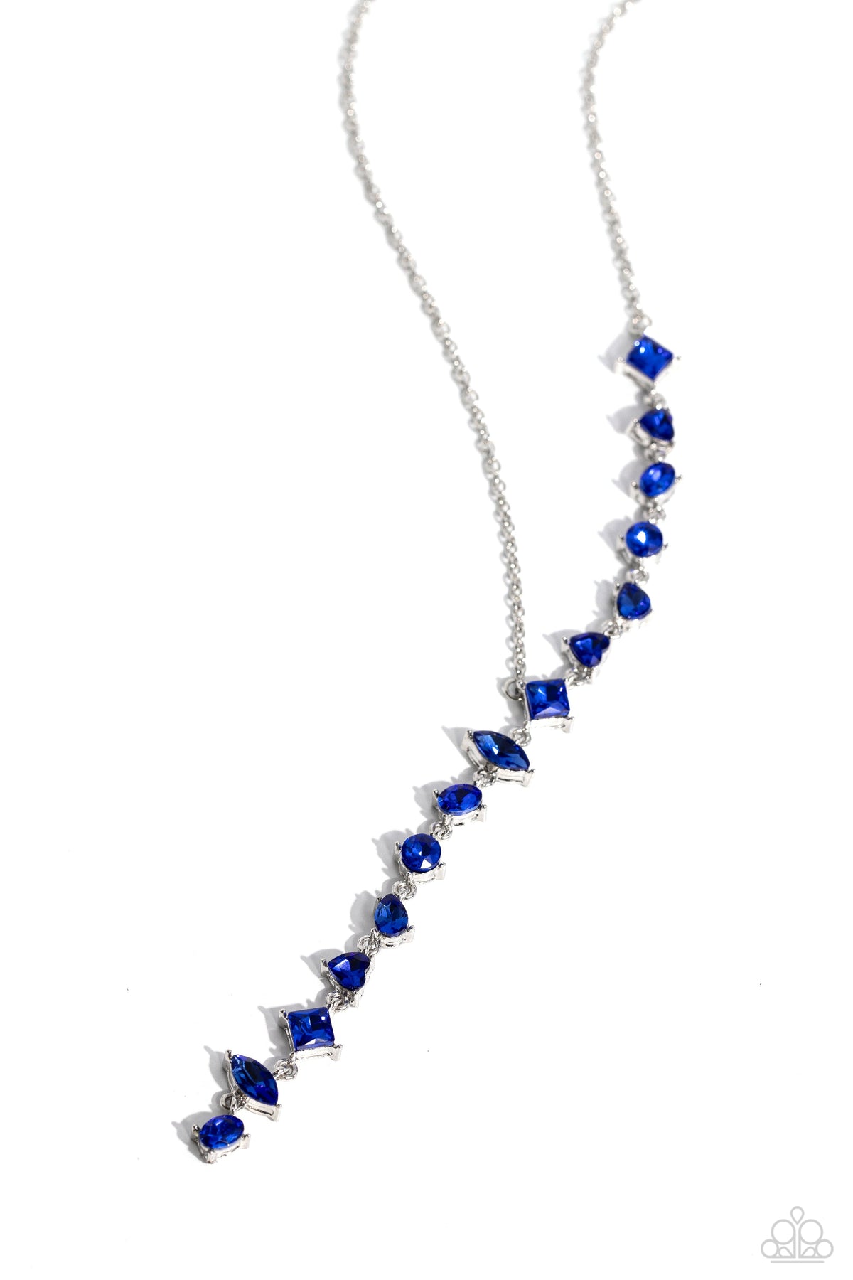 Diagonal Daydream Blue Rhinestone Necklace - Paparazzi Accessories- lightbox - CarasShop.com - Paparazzi Jewelry by Cara Jewels