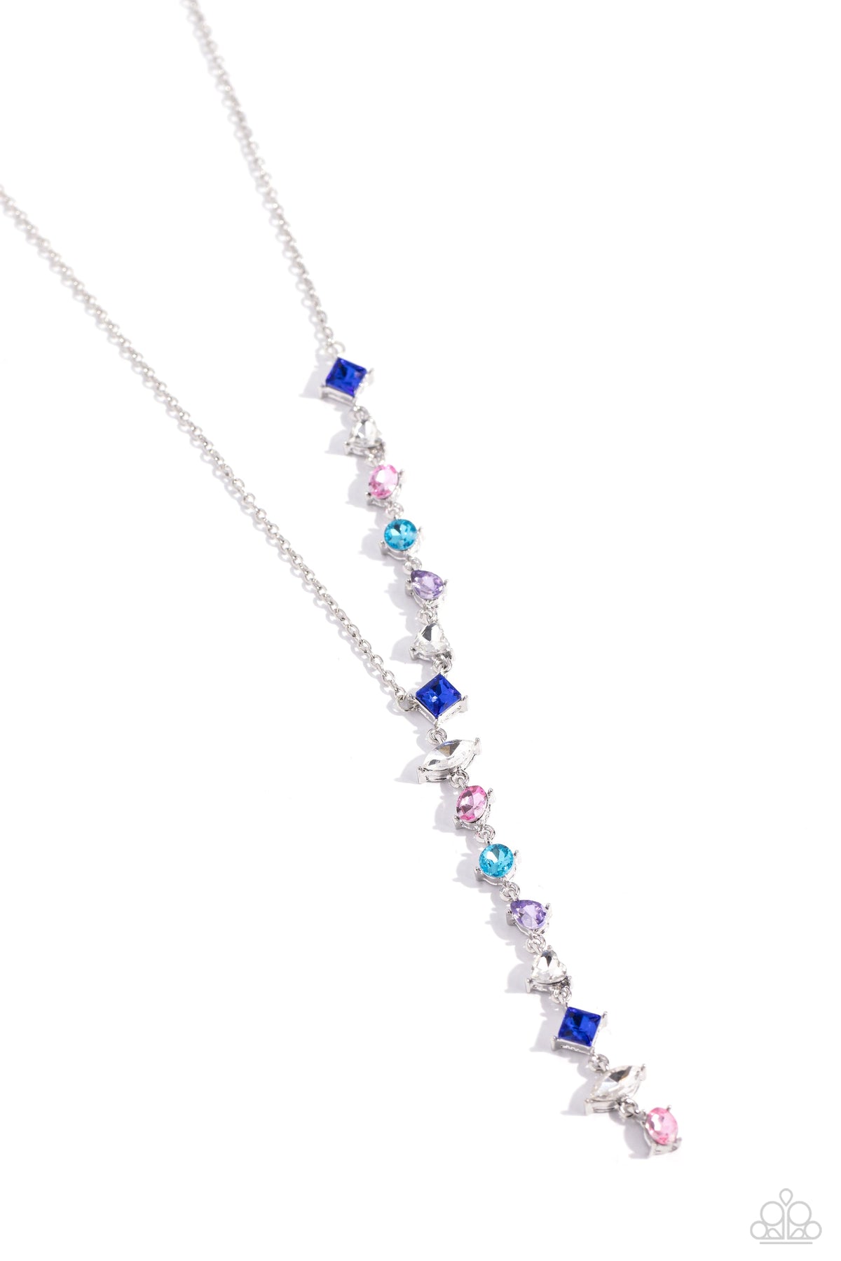 Diagonal Daydream Multi Rhinestone Necklace - Paparazzi Accessories- lightbox - CarasShop.com - Paparazzi Jewelry by Cara Jewels