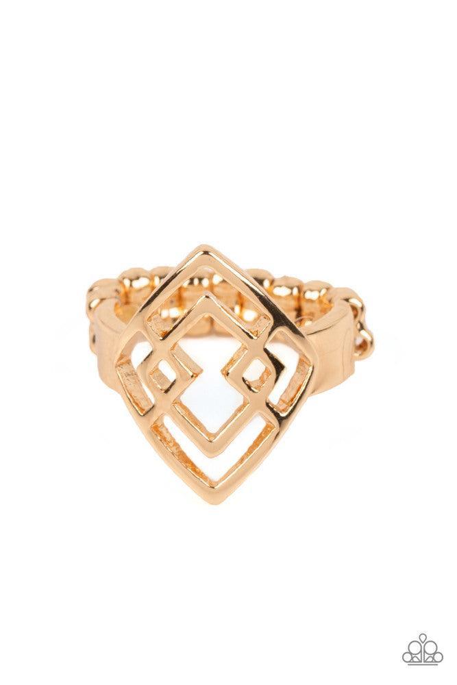 Diamond Duo Gold Ring - Paparazzi Accessories- lightbox - CarasShop.com - Paparazzi Jewelry by Cara Jewels