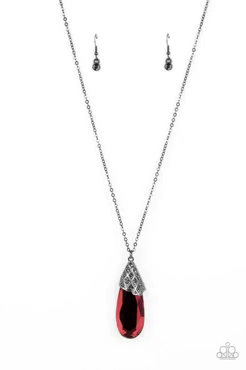 Dibs on the Dazzle Red Necklace - Paparazzi Accessories- lightbox - CarasShop.com - Paparazzi Jewelry by Cara Jewels
