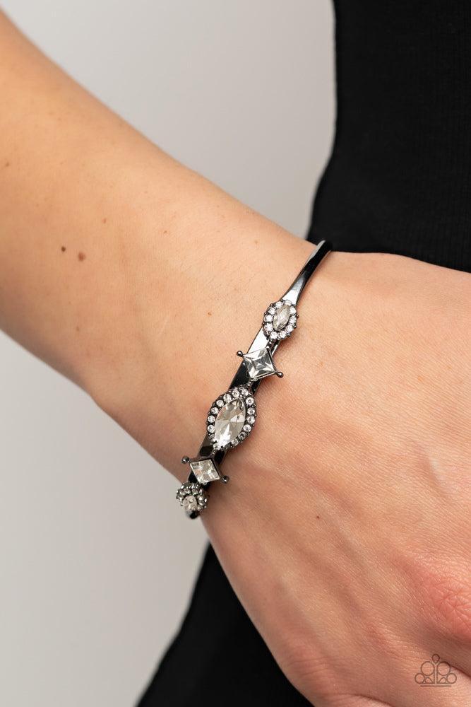 Disarming Dazzle Black Bracelet - Paparazzi Accessories- on model - CarasShop.com - Paparazzi Jewelry by Cara Jewels