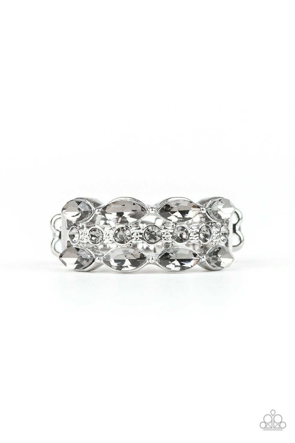 Distractingly Demure White Ring - Paparazzi Accessories- lightbox - CarasShop.com - Paparazzi Jewelry by Cara Jewels