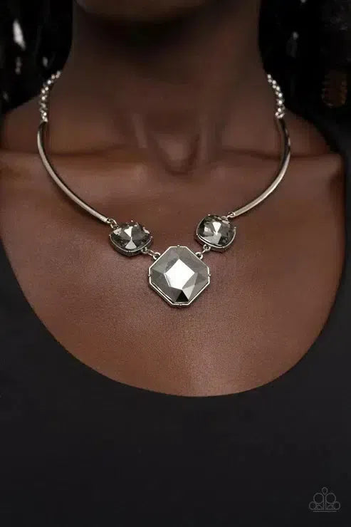 Divine IRIDESCENCE Silver Necklace - Paparazzi Accessories-on model - CarasShop.com - Paparazzi Jewelry by Cara Jewels