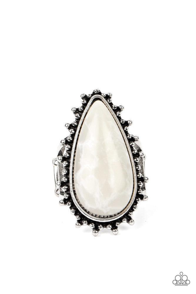 Down To Earth Essence White Ring - Paparazzi Accessories- lightbox - CarasShop.com - Paparazzi Jewelry by Cara Jewels