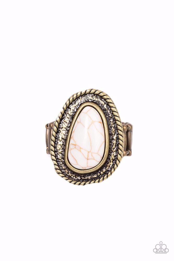 Downtown Desertscape Brass Ring - Paparazzi Accessories- lightbox - CarasShop.com - Paparazzi Jewelry by Cara Jewels