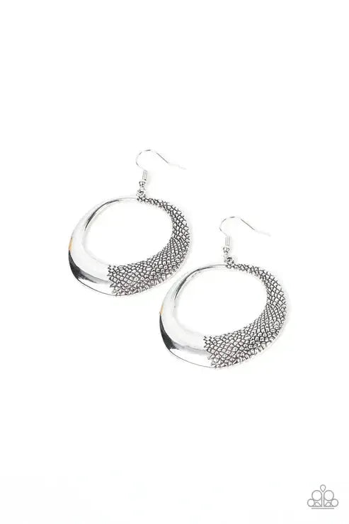 Downtown Jungle Silver Earrings - Paparazzi Accessories- lightbox - CarasShop.com - Paparazzi Jewelry by Cara Jewels